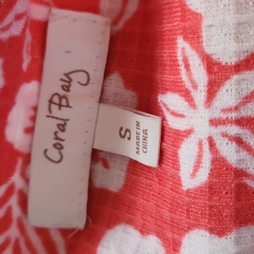 Coral Bay Zip Up Pool Swim Bathing Suit Coverup Womens Size Small Floral Coral - Picture 11 of 12